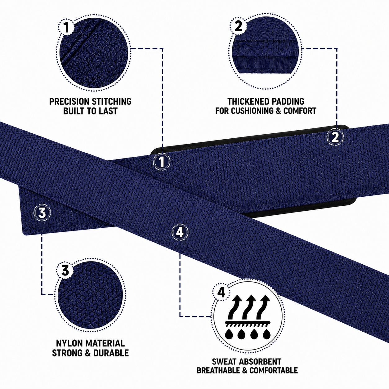 Navy Blue Strength Lifting Straps